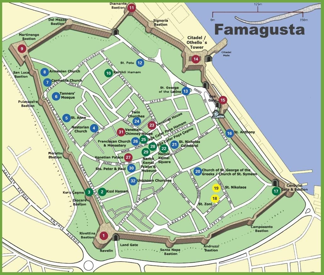 kaart famagusta, põhja-Küprose
