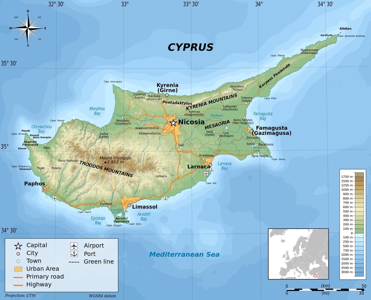 Küpros geograafia kaart